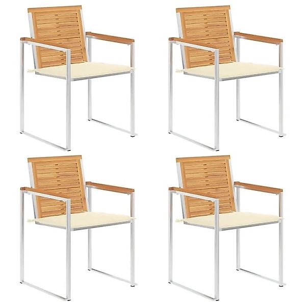 vidaXL 4 Stk Gartenstühle mit Kissen Massivholz Teak 3078556 günstig online kaufen