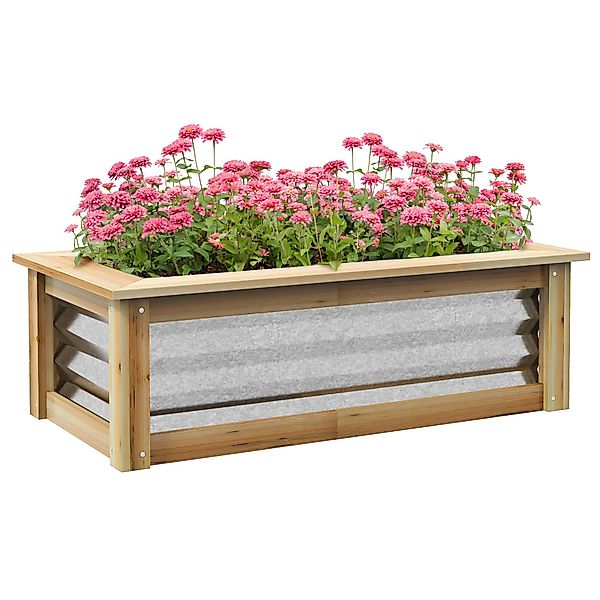 Outsunny Hochbeet Gemüsebeet aus Metall, Blumenhochbeet, günstig online kaufen