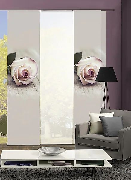 HOME WOHNIDEEN Schiebegardine »ROSIES« Klettband 3 Stk. tlg. HxB: 245x60, i günstig online kaufen