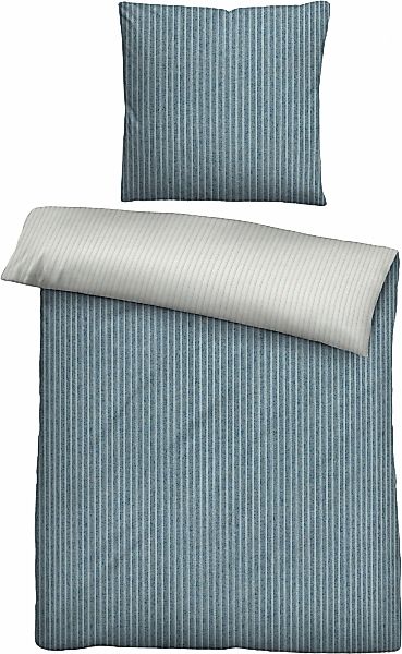 Biberna Wendebettwäsche "Tillmann" 2 Stk. kuschelig warm im Winter, gestrei günstig online kaufen