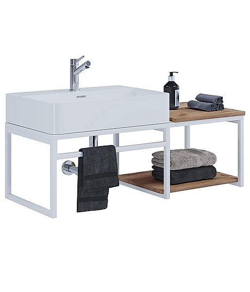 VCM Badmöbel-Set 2-tlg. Waschtisch Badmöbel Holz Metall Bitila 100, (2-St., günstig online kaufen