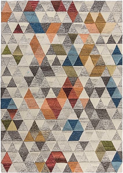 FLAIR RUGS Wollteppich "Amari" rechteckig 10 mm Höhe mit Hoch-Tief-Effekt, günstig online kaufen