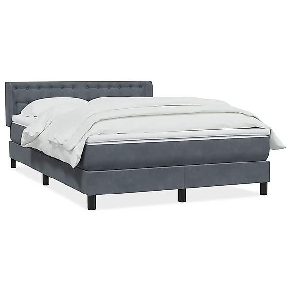 vidaXL Boxspringbett, Boxspringbett mit Matratze Dunkelgrau 140x210 cm Samt günstig online kaufen