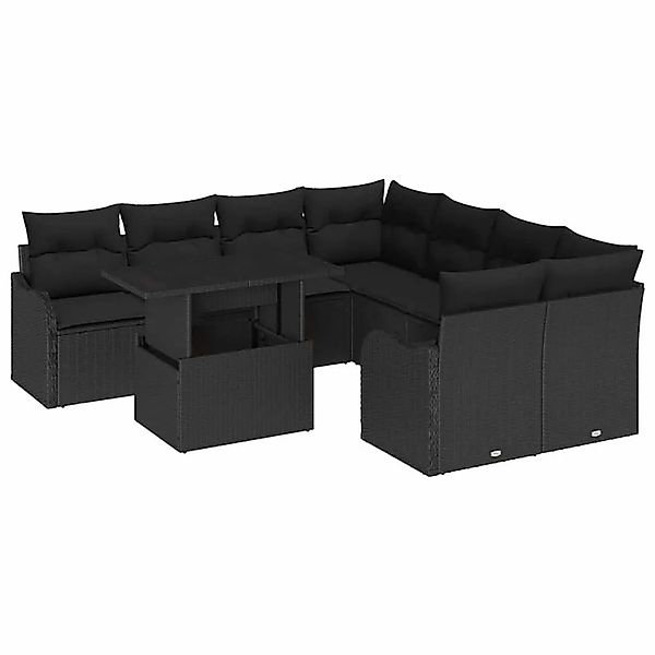 vidaXL Gartensofa-Set mit Kissen mit Kissen 9 Stk Schwarz Polyrattan 335717 günstig online kaufen