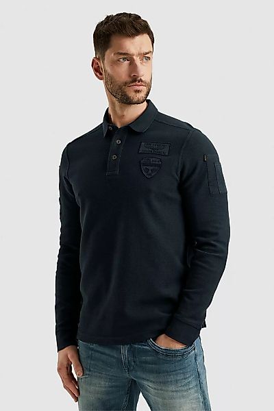 PME Legend Long Sleeve Poloshirt Struktur Navy - Größe XL günstig online kaufen