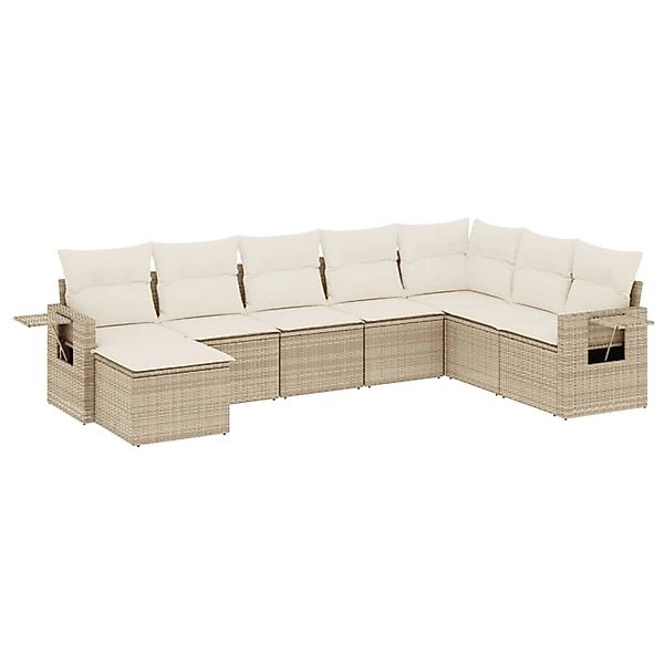 vidaXL 8-Tlg Garten-Sofagarnitur mit Kissen Beige Poly Rattan 3252895 günstig online kaufen