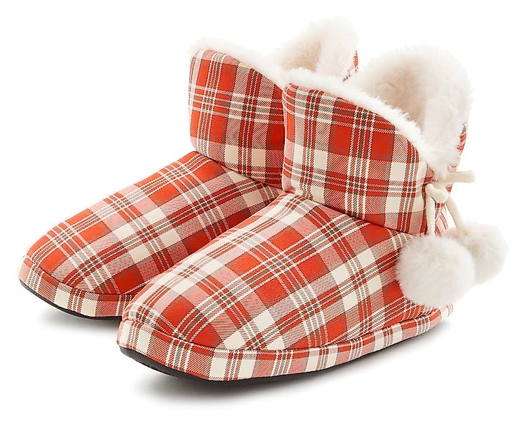 Vivance Dreams Hausschuh mit Bommelverzierung, Pantolette, Pantoffel, Plüsc günstig online kaufen