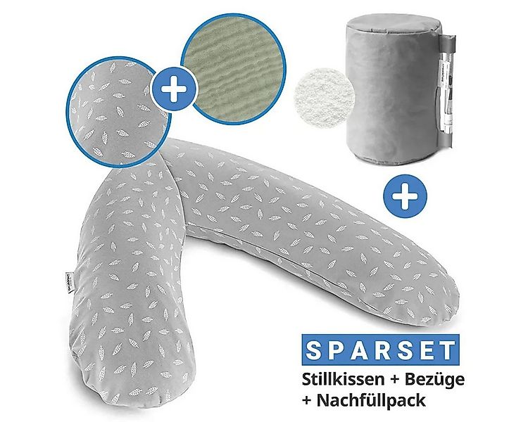 Theraline Stillkissen Das Original - Leaves - Grau & Musselin Salbei, Schwa günstig online kaufen