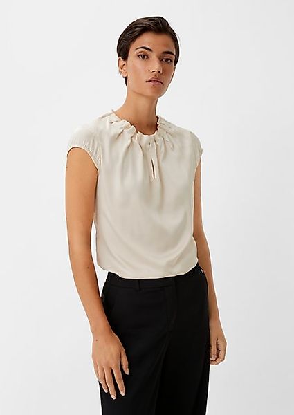 Comma Kurzarmbluse Satinbluse mit Raffung Cut günstig online kaufen