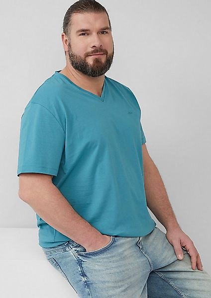 s.Oliver Kurzarmshirt T-Shirt Jersey-T-Shirt mit V-Ausschnitt und Logo günstig online kaufen