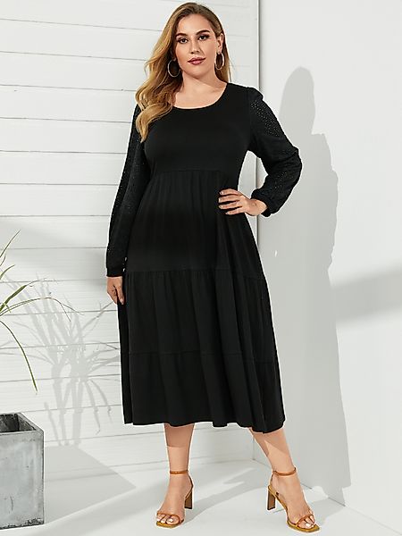 YOINS Plus Größe Rundhals Langarm Maxi Kleid günstig online kaufen