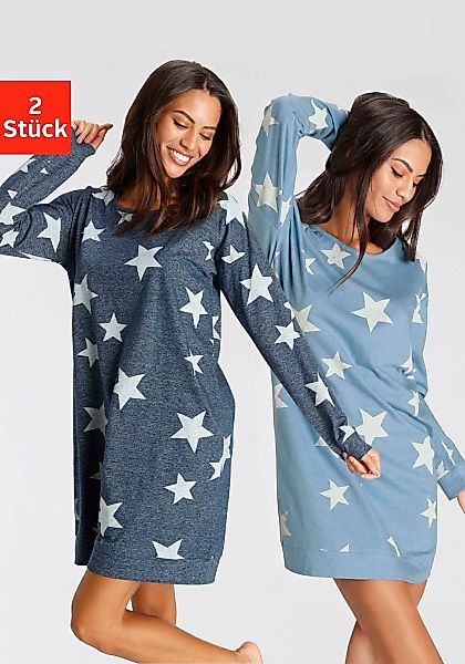 Vivance Dreams Sleepshirt, (2er Pack), mit Sterne-Druck günstig online kaufen