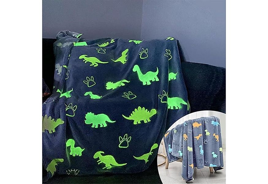 Kinderdecke Kinder Flanell Leuchtet Im Dunkeln Blanket,150x130cm Dino Decke günstig online kaufen