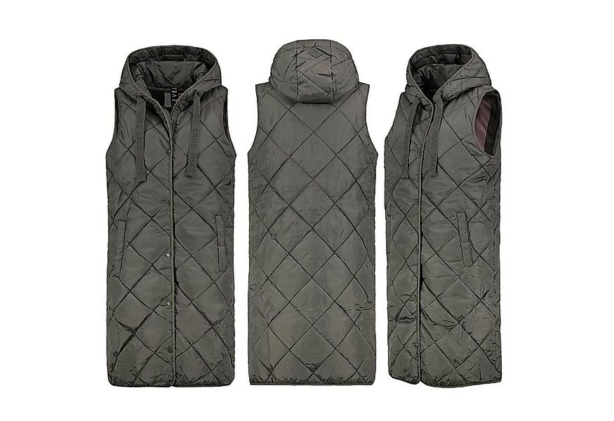 SUBLEVEL Steppweste Lange Stepp weste Kapuze Übergangs Herbst Winter Windbr günstig online kaufen