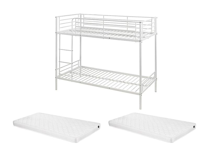 Etagenbett + Matratzen - 2 x 90 x 190 cm - Weiß - DUOTIS II günstig online kaufen