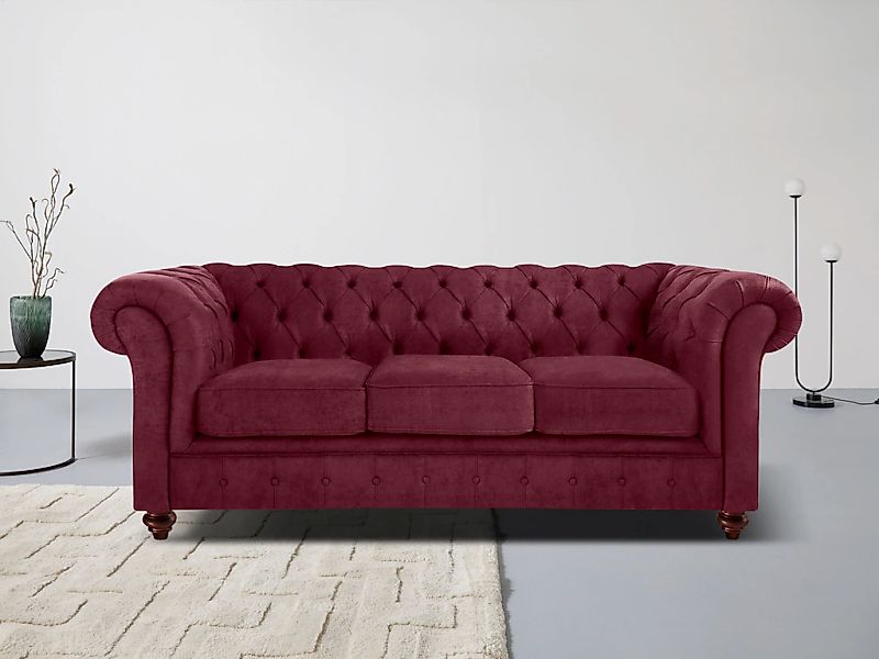 Home affaire Chesterfield-Sofa "Chesterfield 3-Sitzer B/T/H: 198/89/74 cm", günstig online kaufen