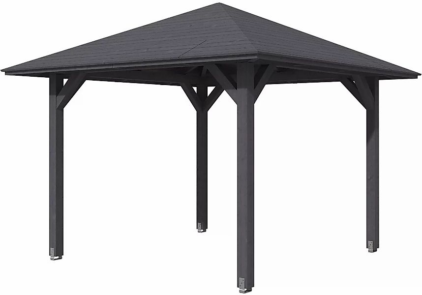 Skan Holz Holz-Pavillon Cannes 1 Schiefergrau lasiert 294 cm x 294 cm günstig online kaufen