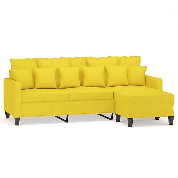 vidaXL Sofa, 3-Sitzer-Sofa mit Hocker Hellgelb 180 cm Stoff günstig online kaufen