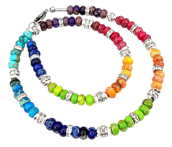 traumschmuck Collier 042a Collier Edelstein Imperial Jaspis Rondell Strass günstig online kaufen