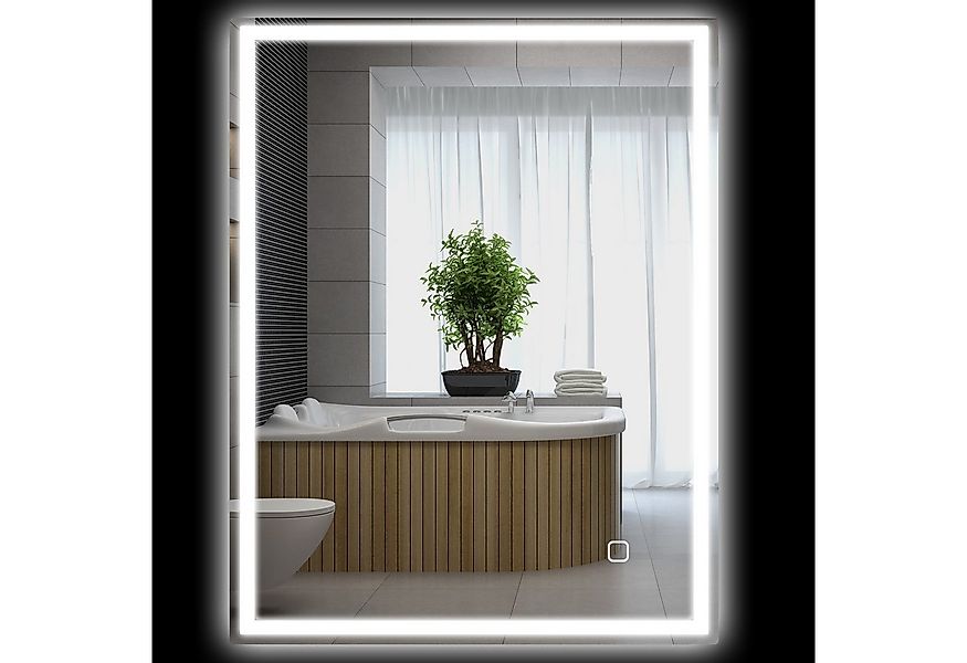 furnicato Badspiegel LED mit Beleuchtung 90x70 cm Silber (1-St) günstig online kaufen