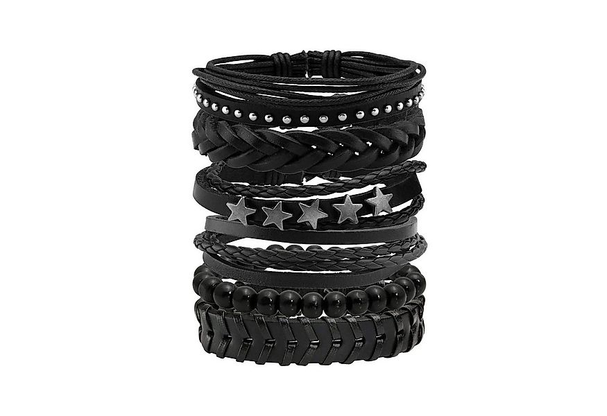 Coonoor Lederarmband Set 4/6-teiliges Punk-Armband-Set für Herren (6-tlg), günstig online kaufen