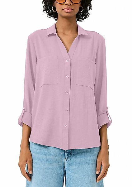 QS Langarmbluse mit Knopfleiste und Brusttaschen günstig online kaufen