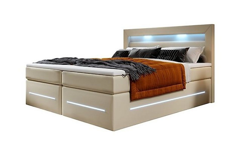 Luxusbetten24 Boxspringbett Sevilla, mit LED-Beleuchtung und Stauraum günstig online kaufen
