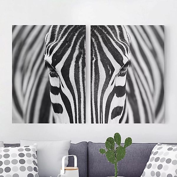 2-teiliges Leinwandbild Tiere - Querformat Zebra Look günstig online kaufen