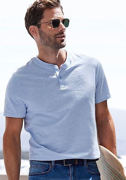 H.I.S Henleyshirt Kurzarmshirt mit Henleykragen, strukturierte günstig online kaufen