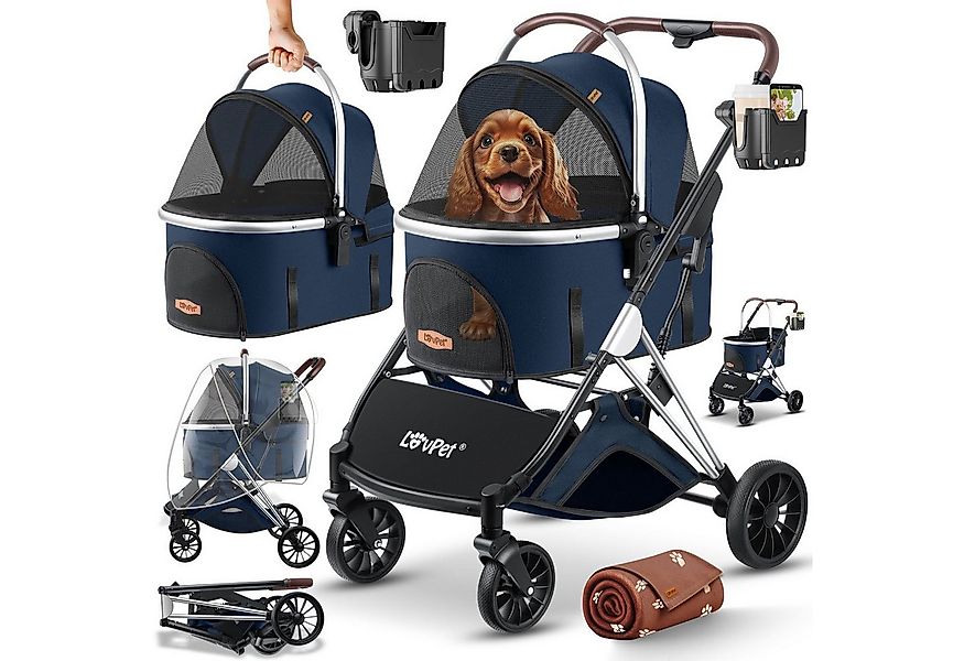 Lovpet Hundebuggy 3in1 Hundewagen max. bis 20kg Buggy für Haustiere, (Hunde günstig online kaufen