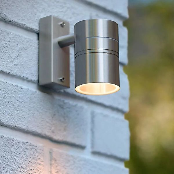 Einflammige LED Außenwandleuchte Arne, chrom matt, GU10, 5W günstig online kaufen