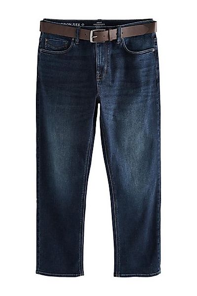 Next Straight-Jeans Straight Fit Motionflex- Jeans mit Gürtel (2-tlg) günstig online kaufen