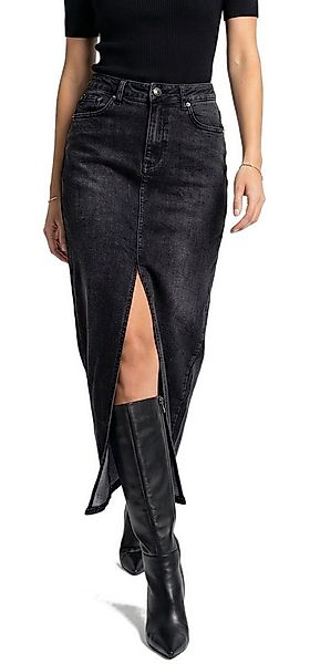 dy_mode Jeansrock Damen Jeans Maxirock High Waist mit Frontschlitz Schwarze günstig online kaufen