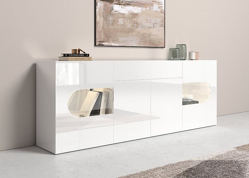 Home affaire Sideboard Real,Vitrine,Kommode,Schrank,komplett weiß hochglanz günstig online kaufen