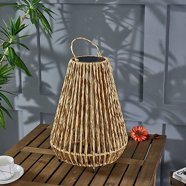 Lindby LED-Solarleuchte Amaria, Rattan, hell, Ø 27 cm günstig online kaufen