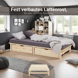 Homestyle4u Holzbett Palettenbett Holz Kiefer Futonbett günstig online kaufen