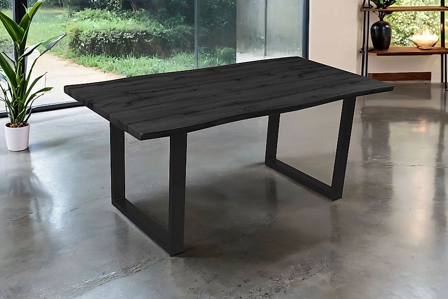 SAM® Esstisch Thoran, Holz-Optik Grau, U-Metallgestell, Baumkante günstig online kaufen