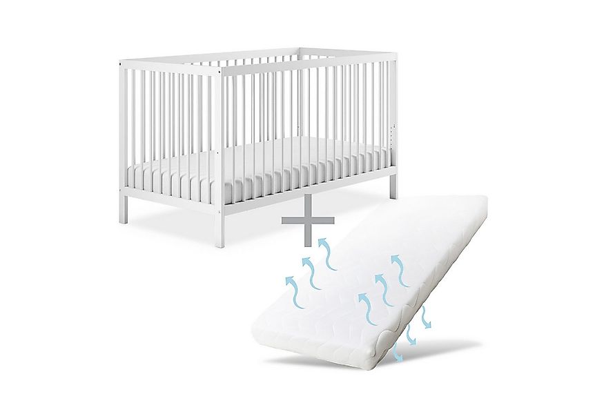 Ehrenkind Babybett PUR inkl. Matratze aus massivem Buchenholz, Gitterbett, günstig online kaufen