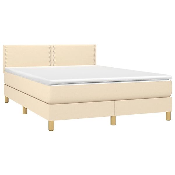 vidaXL Boxspringbett mit Matratze & LED Creme 140x200 cm Stoff 3133642 günstig online kaufen