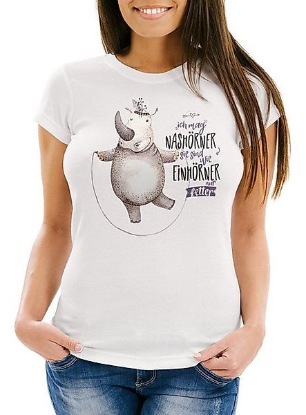 MoonWorks Print-Shirt Damen T-Shirt Ich mag Nashörner sie sind wie Einhörne günstig online kaufen
