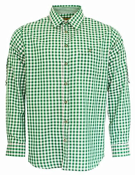 Maddox Trachtenhemd Slim Fit Herrenhemd 'Niels' Kariert, Grün Weiß günstig online kaufen
