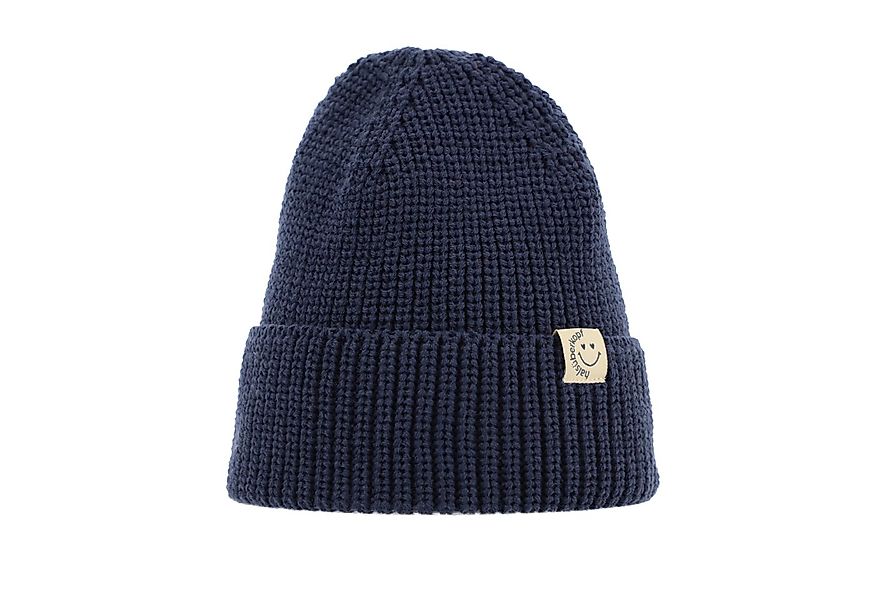 halsüberkopf Accessoires Strickmütze mit Umschlag und Badge Smiley mit Herz günstig online kaufen