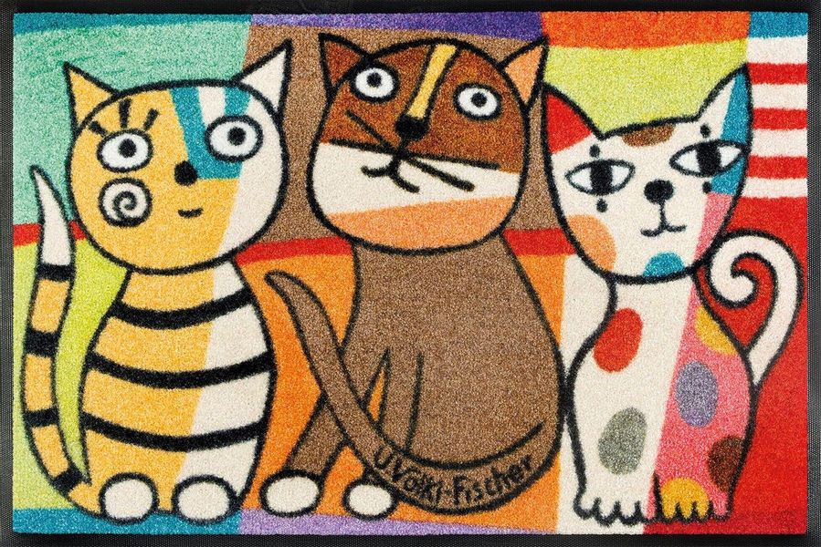 wash+dry by Kleen-Tex Fußmatte Miezentreffen, rechteckig, günstig online kaufen