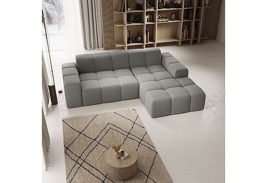 Juskys Ecksofa Merano, Bouclé-Gewebe, L-Form mit Ottomane, bequeme und brei günstig online kaufen