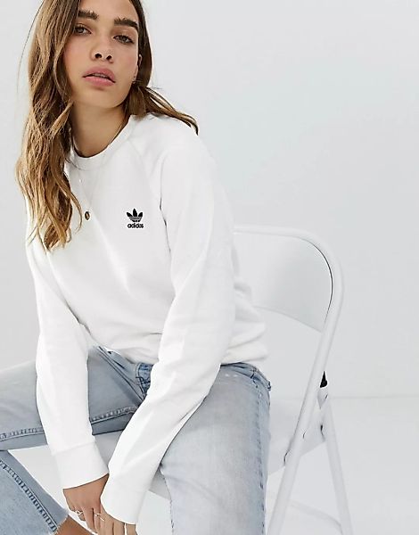adidas Originals – Weißes Basic-Sweatshirt mit Rundhalsausschnitt günstig online kaufen