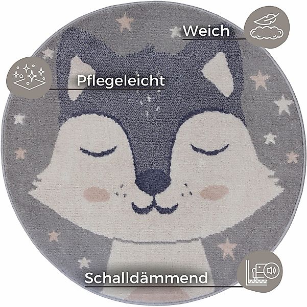 HANSE Home Kinderteppich »Adventures Fox«, rund, 8 mm Höhe, Spielteppich, f günstig online kaufen