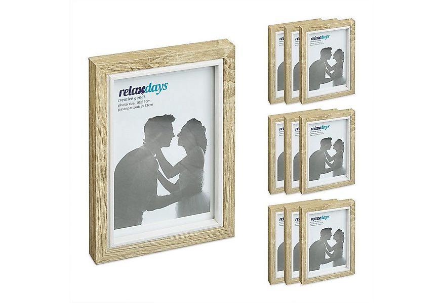 relaxdays Bilderrahmen-Set 10er Set Bilderrahmen 10x15, braun günstig online kaufen