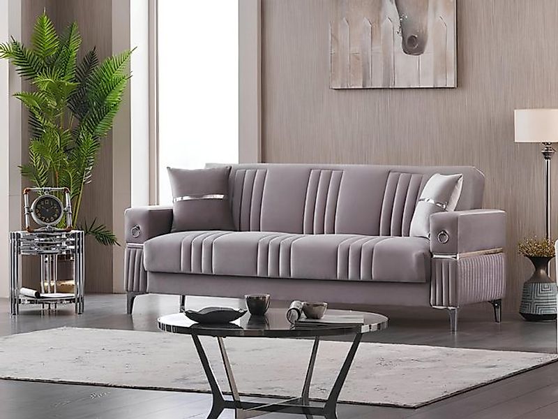 JVmoebel Sofa Couch Dreisitzer Polstersofa Design 3 Sitzer Stoffsofa Grau S günstig online kaufen