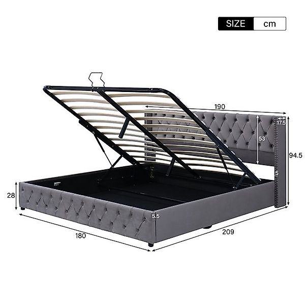 Flieks Polsterbett, Samt Hydraulisches Funktionsbett Doppelbett günstig online kaufen
