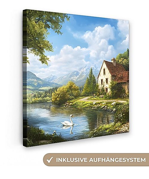 OneMillionCanvasses® Leinwandbild Schwan - Bäume - Ruhe, Fotodruck (1 St), günstig online kaufen